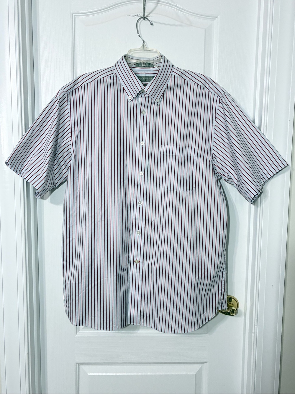 Daniel Cremieux Striped Cotton Short Sleeve Button Down Shirt Blue Red Large